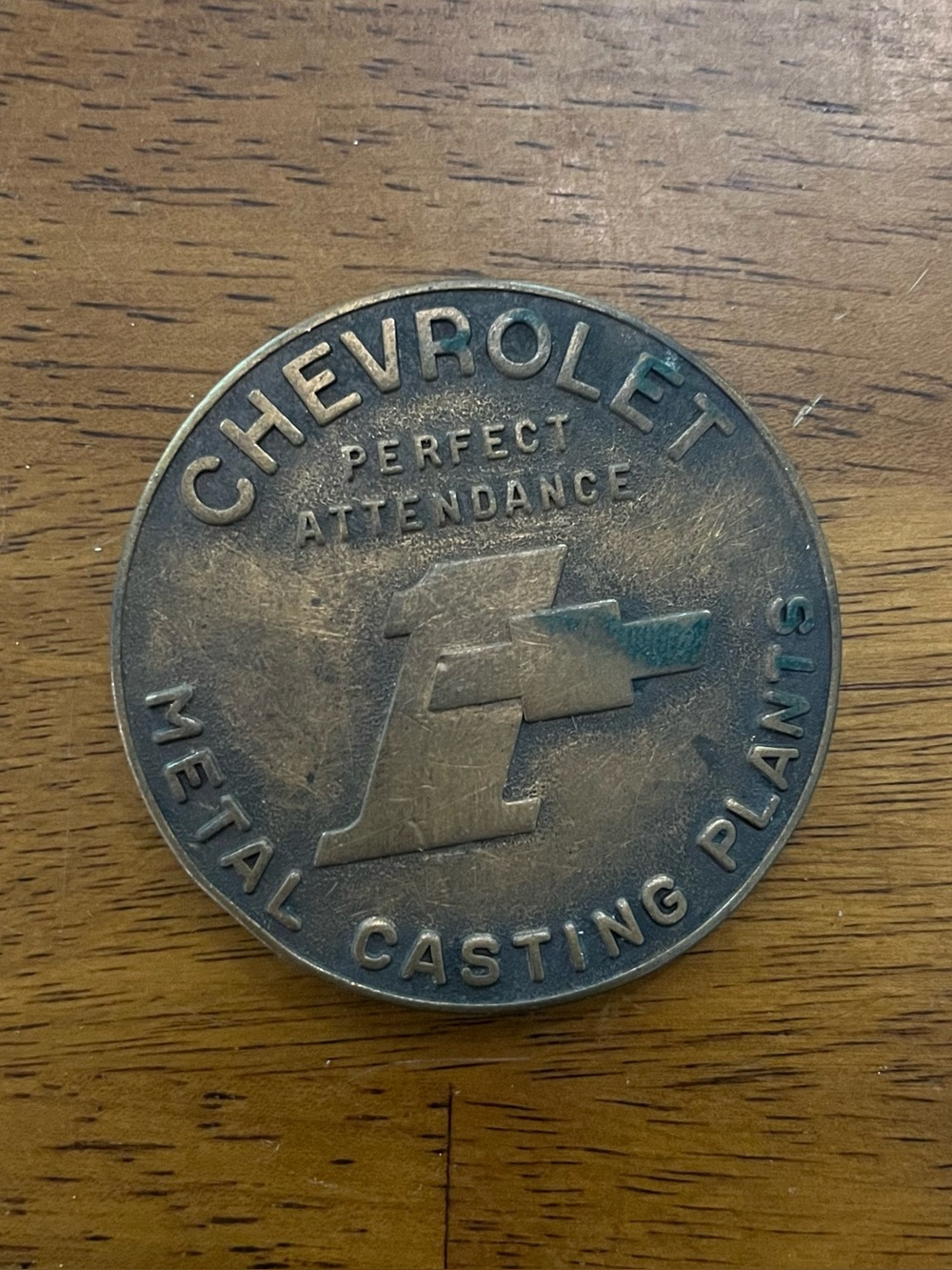 Vintage Chevrolet Chevy Belt Buckle Perfect Attendance Award